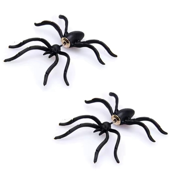 Halloween Creepy Black Spider Earrings Stud 3D Costume Accessories Brand New - Picture 4 of 6